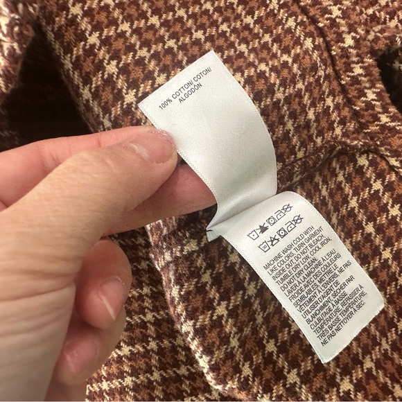 Lucky Brand Women's M Cropped Utility Jacket Houndstooth Brown Corduroy Collar - Picture 4 of 7